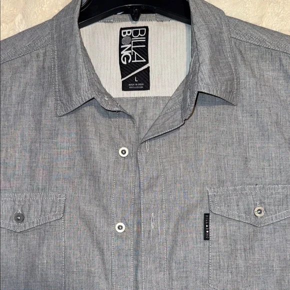 Billabong Men's Gray Casual Button Down Shirt - Picture 5 of 6